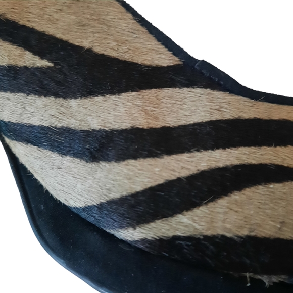 VANELI Zebra Print Calf Hair Leather Peep Toe Slingback Pumps Sz 7.5 Blk/Tan - Picture 6 of 8